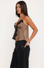 Cutesy Girl Satin Cami Top Mauve