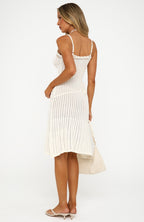 Paris Picnic Crochet Midi Dress Off White