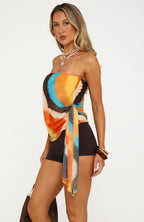 Sheer Intent Strapless Top Golden Ripple