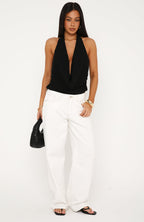 Bright Intentions Cowl Halter Top Black
