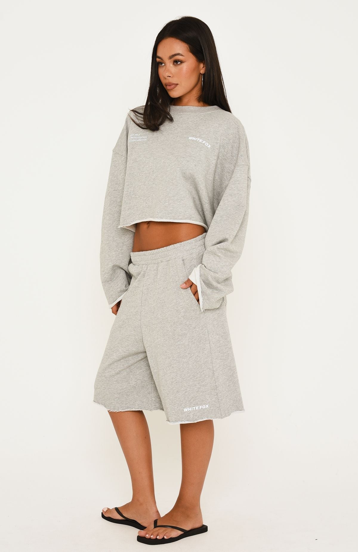It Must Be A Sign Longline Lounge Shorts Dark Grey Marle