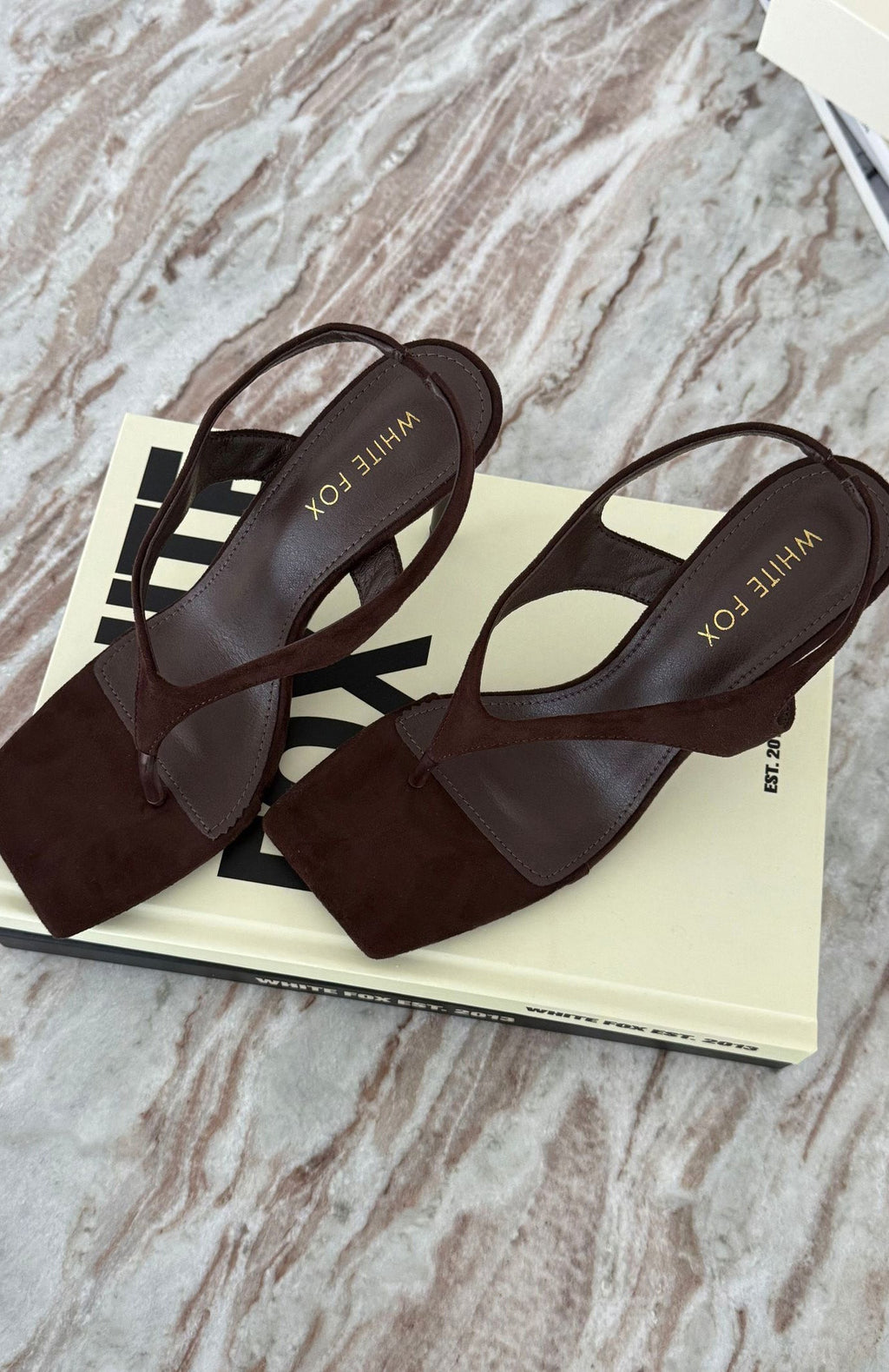 Barbod Slingback Heels Chocolate Faux Suede