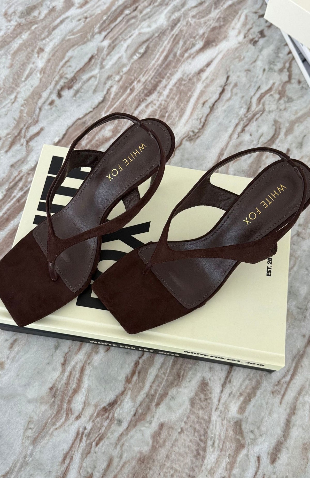 Barbod Slingback Heels Chocolate Faux Suede