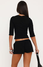 Always Choose You Boat Neck 3/4 Sleeve Top Black