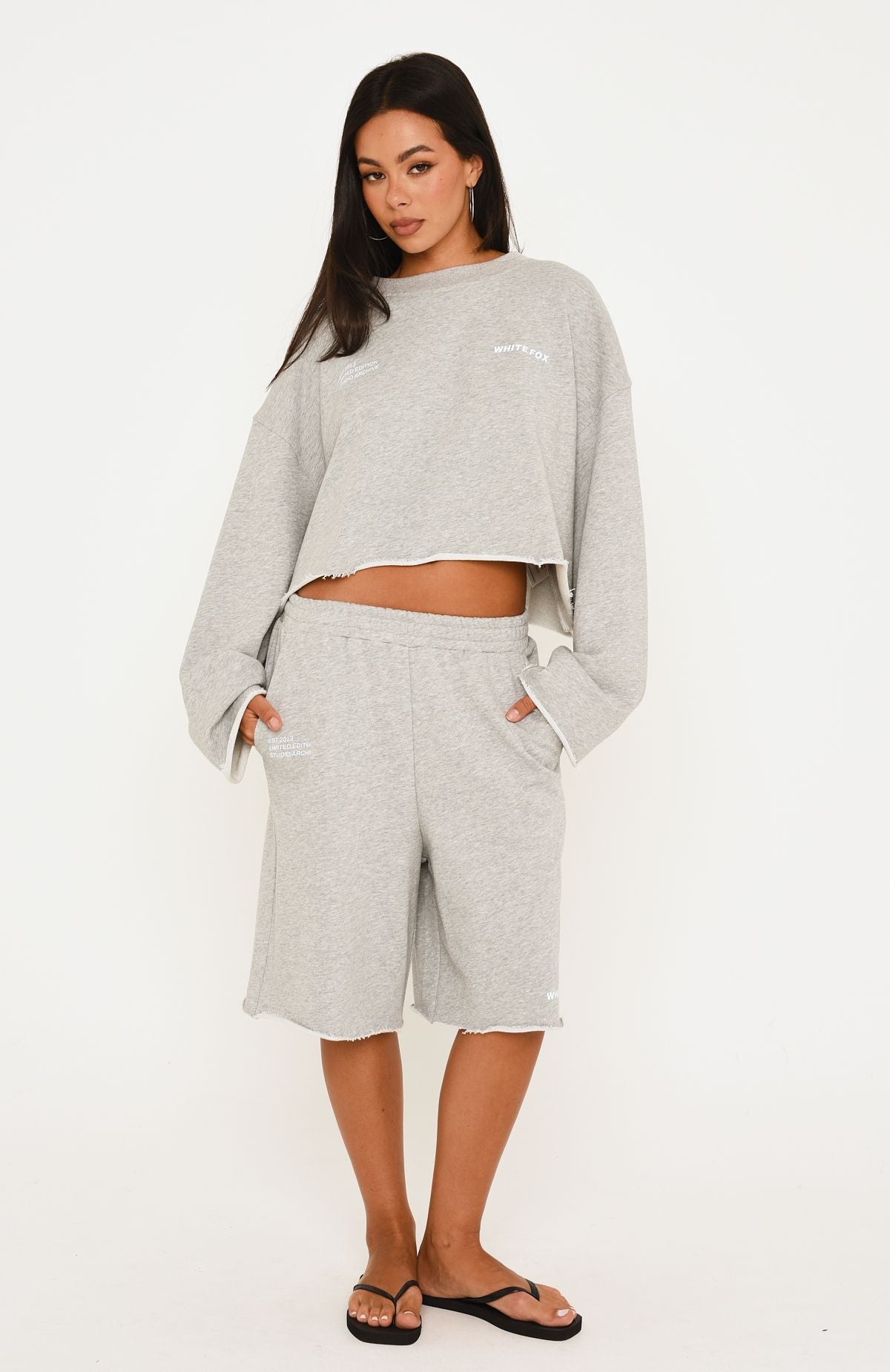 It Must Be A Sign Longline Lounge Shorts Dark Grey Marle