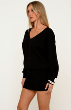 Quiet Wonders Long Sleeve Knit Mini Dress Black