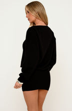 Quiet Wonders Long Sleeve Knit Mini Dress Black