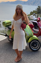 Paris Picnic Crochet Midi Dress Off White