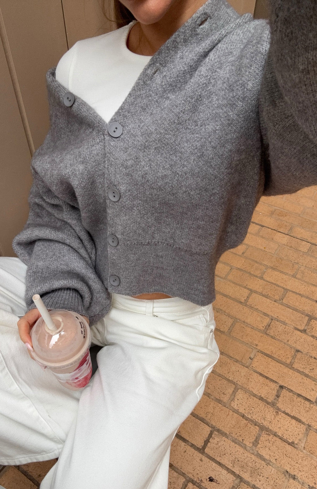 Filipa Knit Cardigan Grey Marle