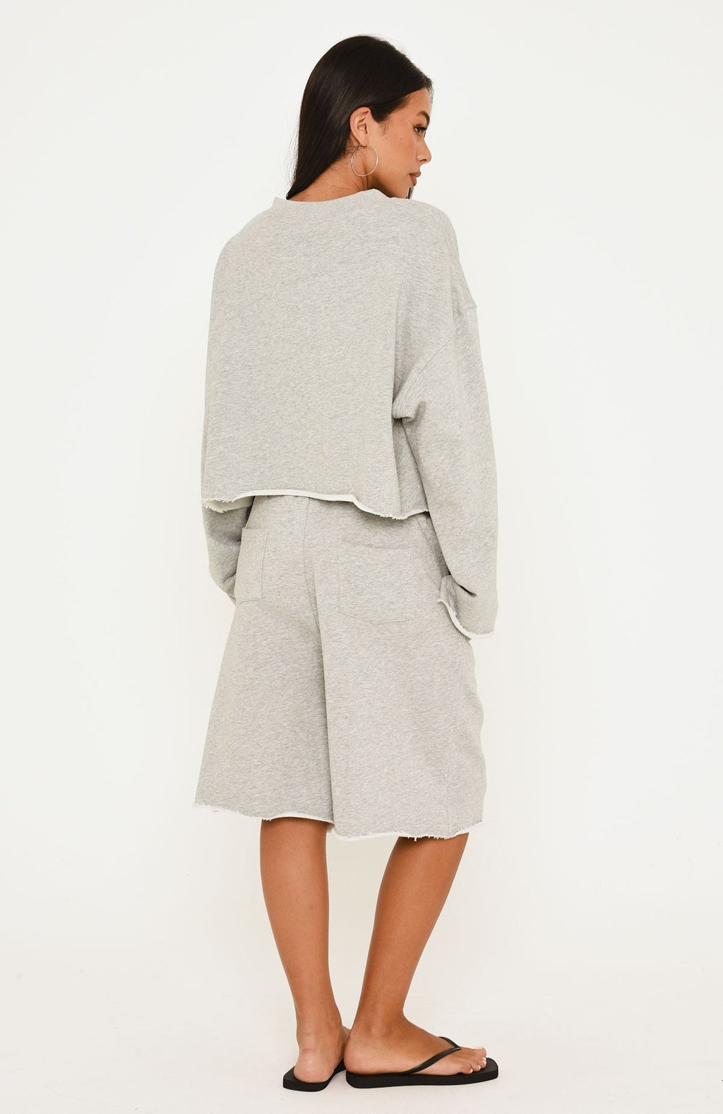 It Must Be A Sign Longline Lounge Shorts Dark Grey Marle