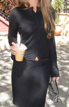 All Wow Long Sleeve Knit Top Black