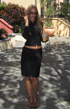 All Wow Long Sleeve Knit Top Black