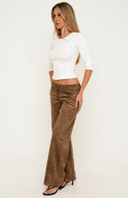 Everyday Runway Faux Suede Pants Chocolate
