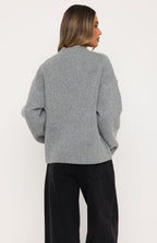Luzia V Neck Knit Sweater Grey