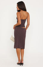 Be Simple Midi Skirt Chocolate/Cream Polka Dot