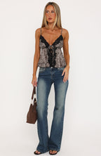 Cutesy Girl Satin Cami Top Leopard Print