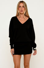 Quiet Wonders Long Sleeve Knit Mini Dress Black