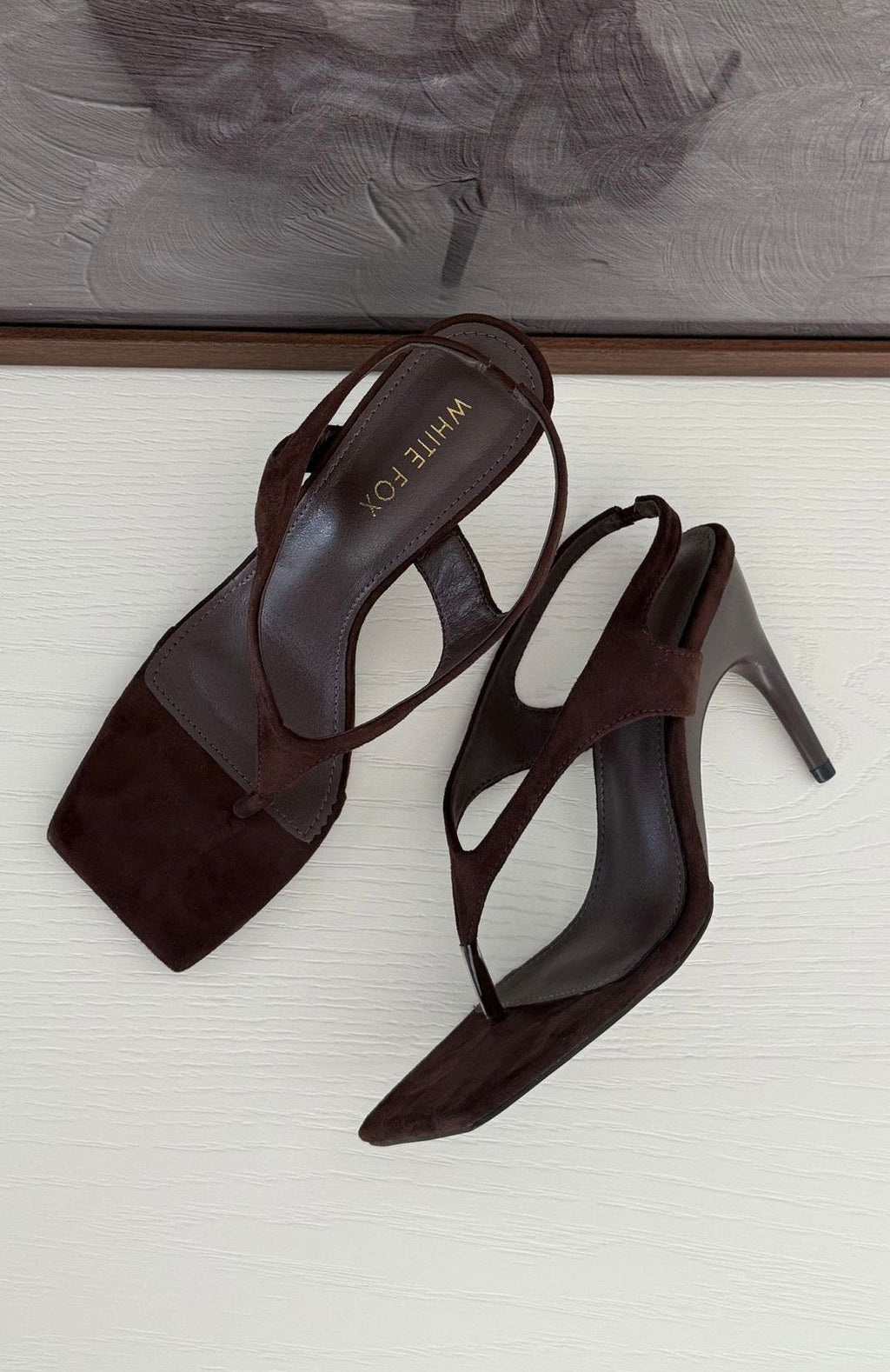 Barbod Slingback Heels Chocolate Faux Suede