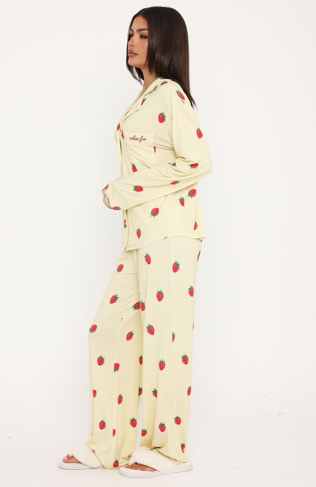Pillow Talk Printed Long Sleeve Pyjama Set Lemon Strawberry