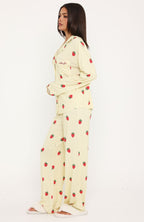 Pillow Talk Printed Long Sleeve Pyjama Set Lemon Strawberry