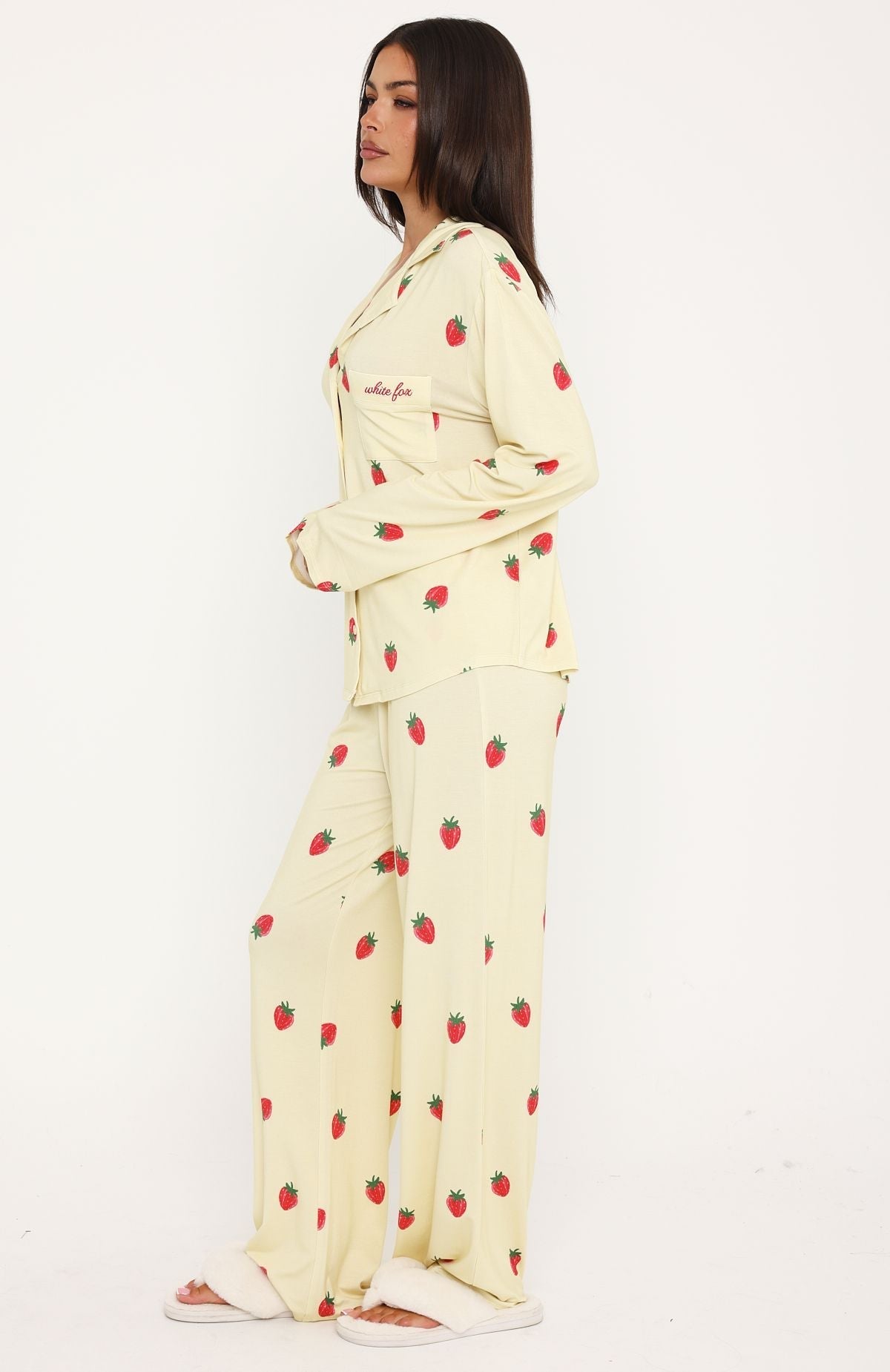 Pillow Talk Printed Long Sleeve Pyjama Set Lemon Strawberry