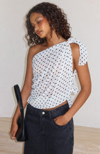 See My Love Multi Way Scarf Top White/Black Polka Dot