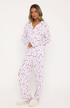 Pillow Talk Printed Long Sleeve Pyjama Set White Berries