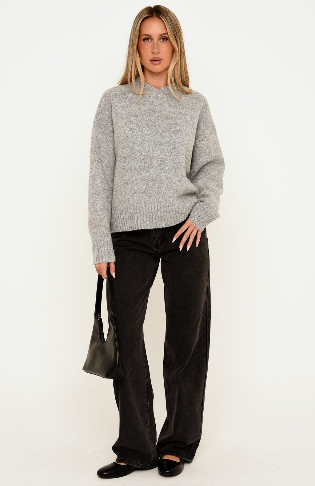 Adelaide Knit Sweater Grey Marle