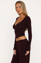 Dreamy Button Up Long Sleeve Pyjama Top Plum