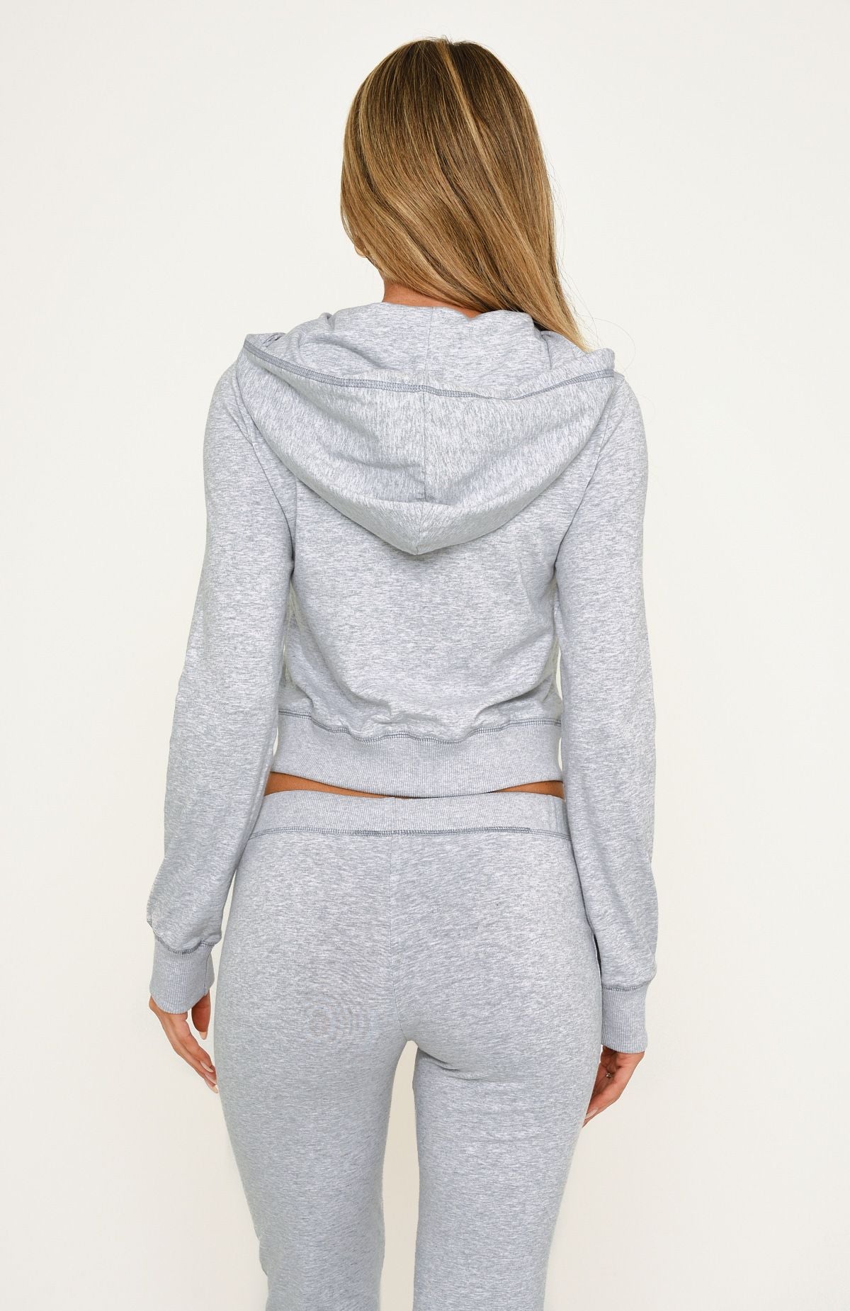 Not Done Yet Zip Up Fitted Hoodie Grey Marle
