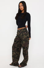 Maeve Low Rise Wide Leg Jeans Camo