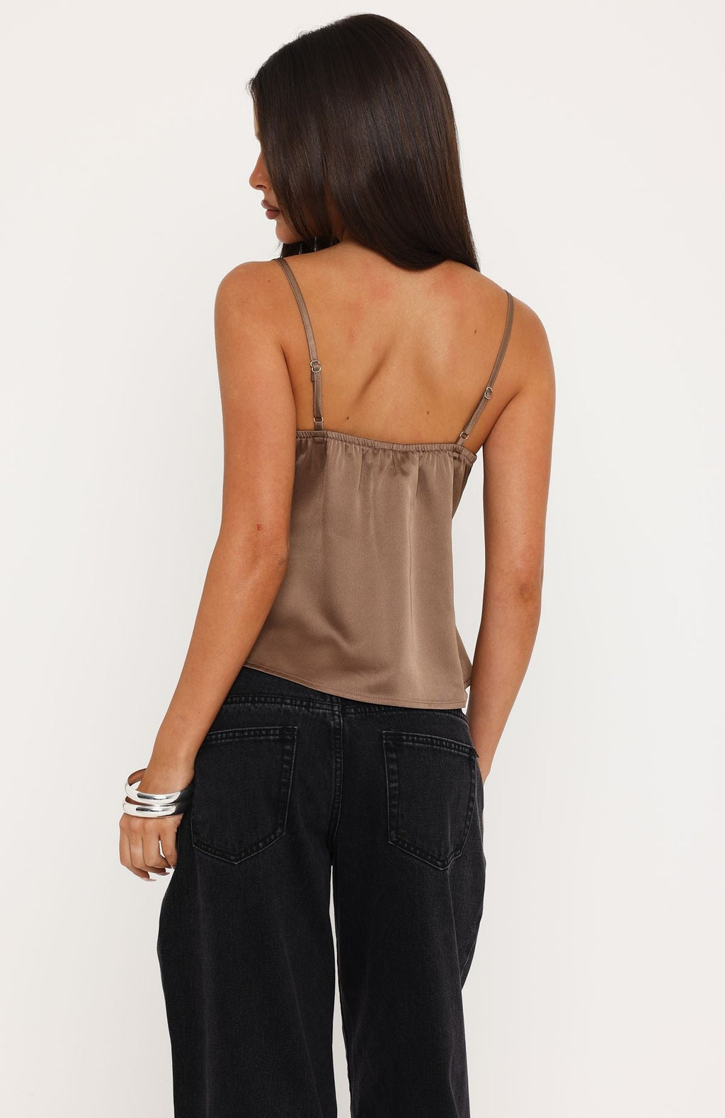 Cutesy Girl Satin Cami Top Mauve