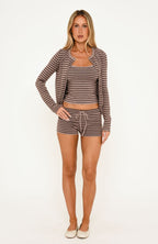 Dreamy Darling Knit Cardigan Chocolate Stripes