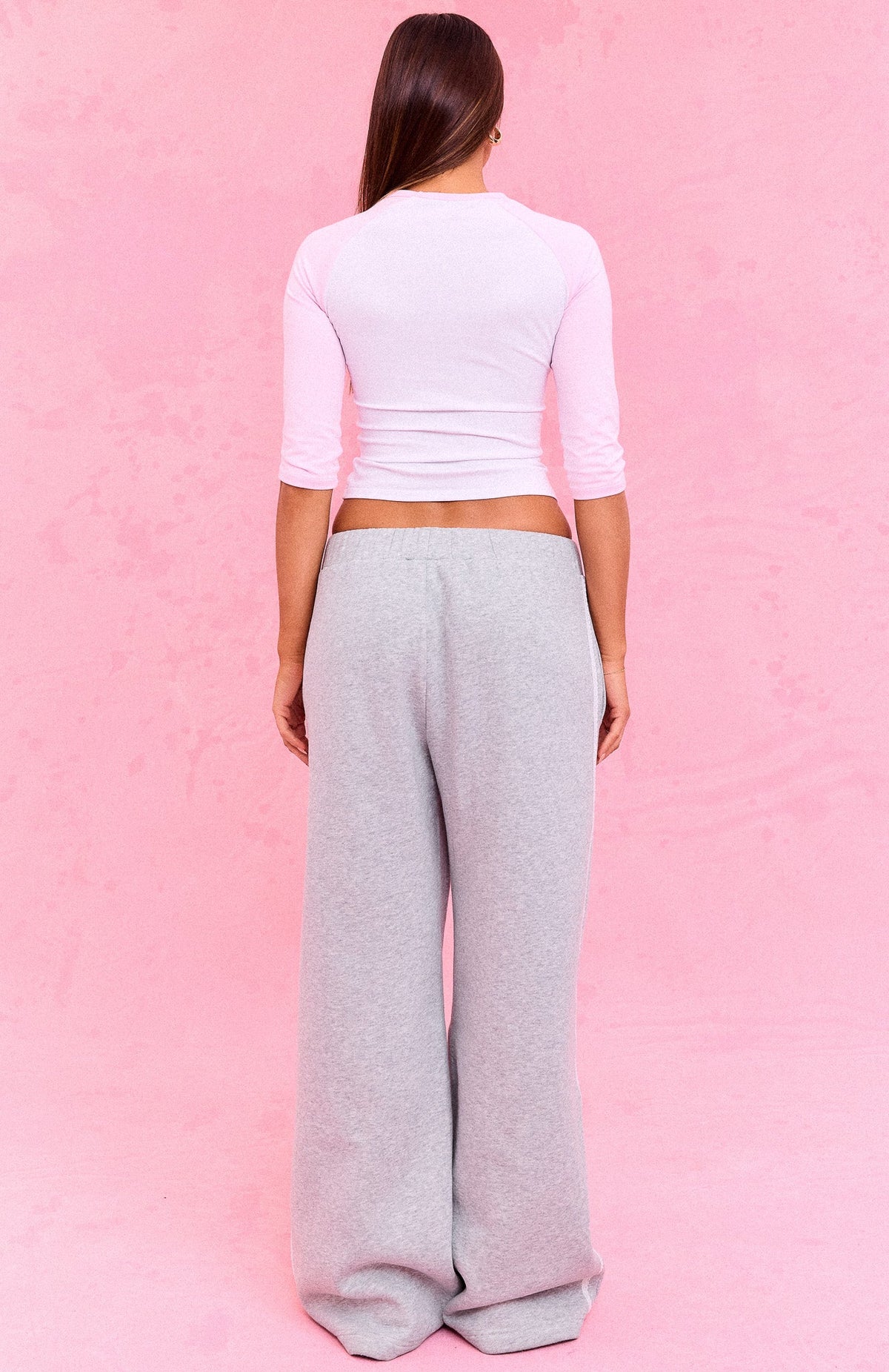 The Social Club Mirabelle Wide Leg Sweatpants Dark Grey Marle