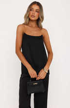True Intentions Invisible Strap Top Black