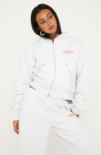 Vol. 2 Boxy Zip Front Hoodie Grey Marle