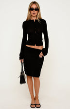 All Wow Long Sleeve Knit Top Black