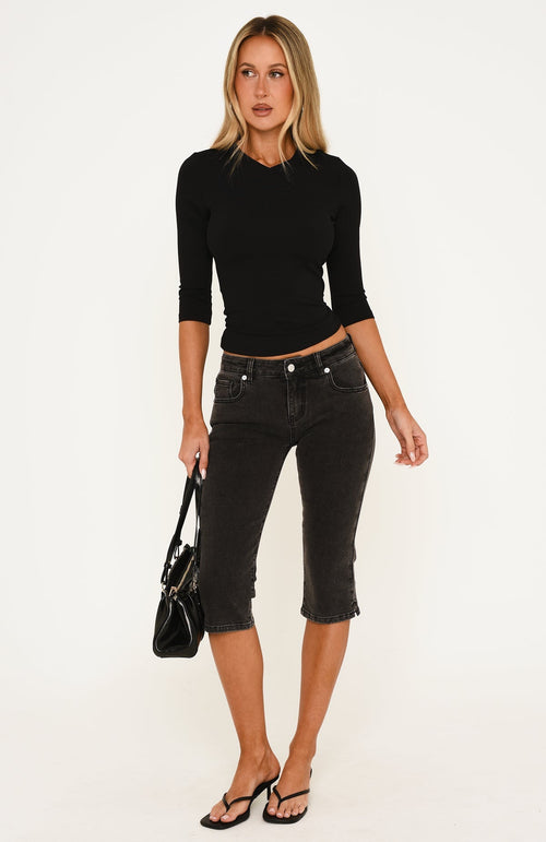 Annie Low Rise Capri Leg Jeans Washed Black
