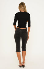 Annie Low Rise Capri Leg Jeans Washed Black