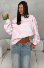 Before It's Too Late V Neck Oversized Sweater Grey Marle/Posy