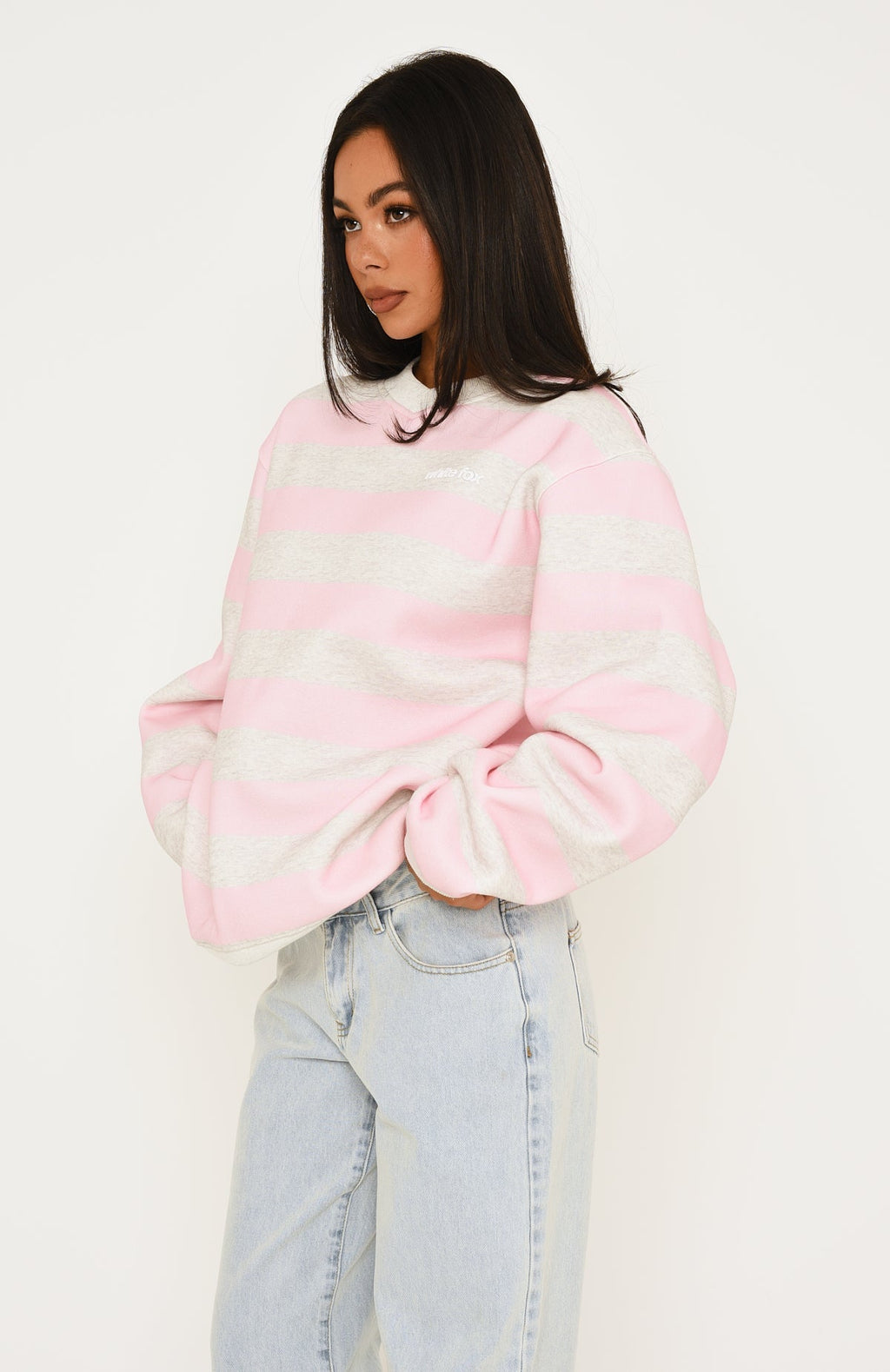 Before It's Too Late V Neck Oversized Sweater Grey Marle/Posy