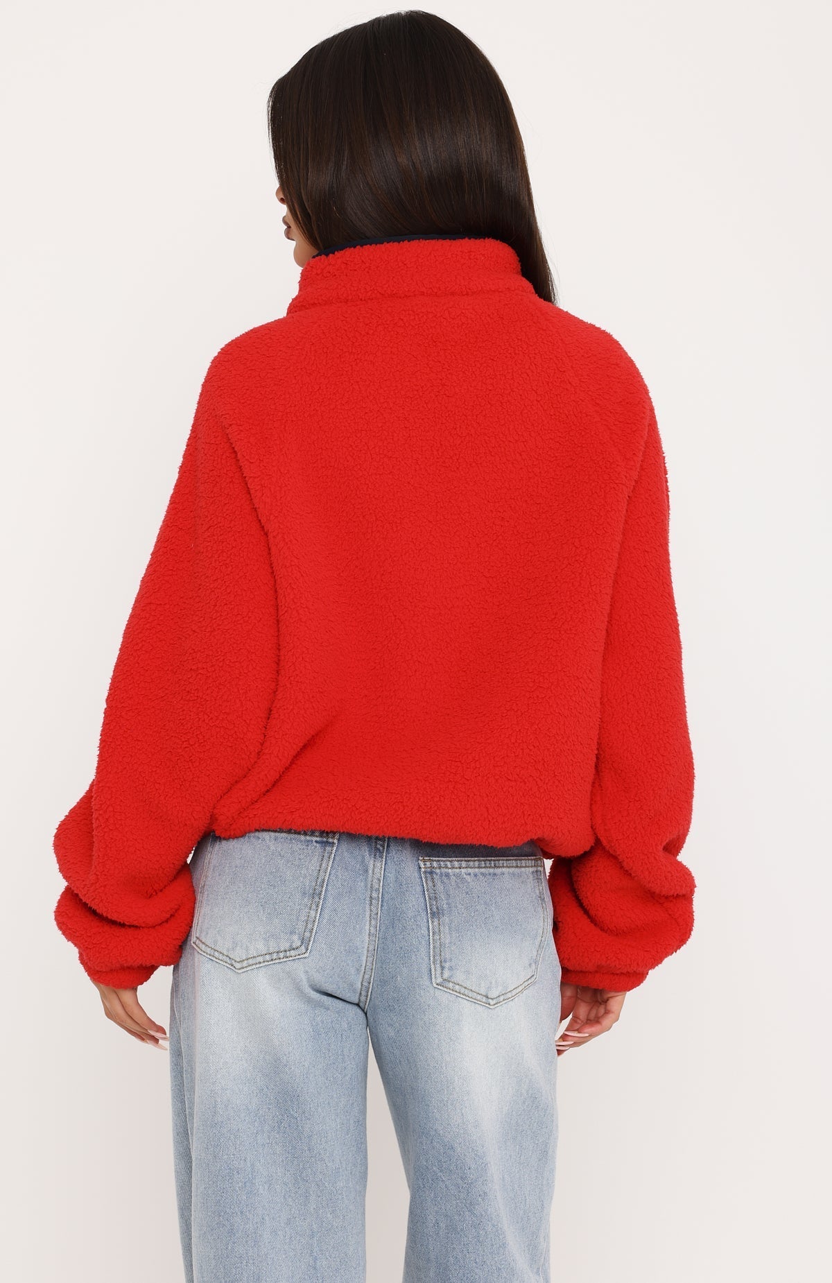 Calm Before The Storm Zip Front Fleece Sweater Red