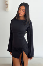 Caught Feelings Long Sleeve Mini Dress Black