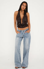 Come Back For More Cowl Halter Top Chocolate