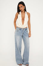 Come Back For More Cowl Halter Top Cream