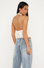 Come Back For More Cowl Halter Top Cream