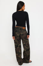 Maeve Low Rise Wide Leg Jeans Camo