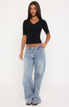 Keep The Change 3/4 Sleeve Top Black