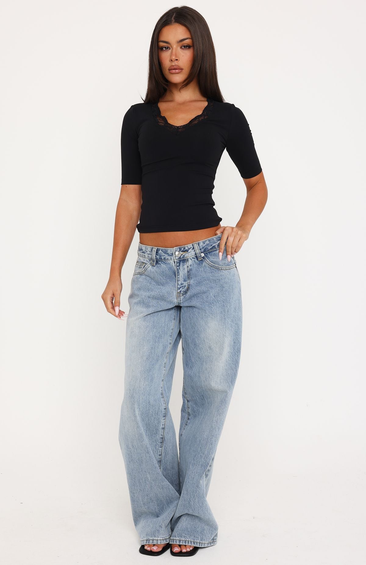 Keep The Change 3/4 Sleeve Top Black