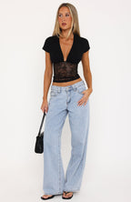 Falling Out Of Focus Short Sleeve Top Black